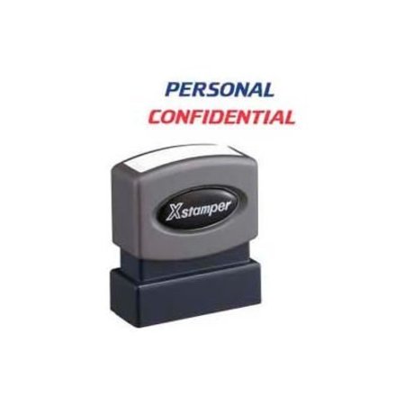SHACHIHATA INC. Xstamper® Pre-Inked Message Stamp / PERSONAL / CONFIDENTIAL / 1-5/8" x 1/2" / Blue / Red 2029